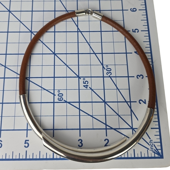 Vintage Taxco Sterling and Leather Choker Necklace and Bracelet Set - Picture 10 of 13